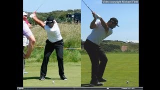 Jon Rahm golf swing  Long Iron faceon amp downtheline July 2017 [upl. by Alleris569]