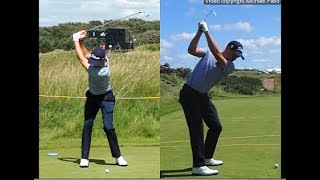 Justin Thomas golf swing  Long Iron faceon amp downtheline July 2017 [upl. by Nylsaj]