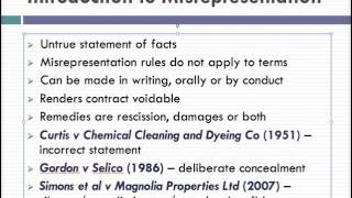 Misrepresentation Lecture 1 of 4 [upl. by Illak]